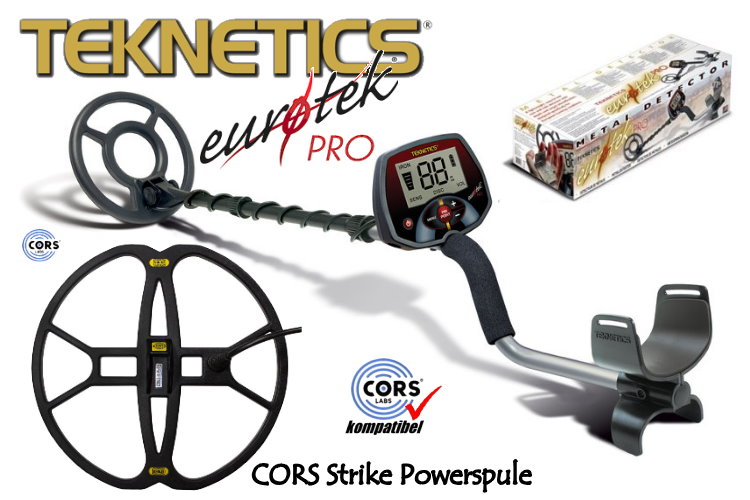 Teknetics Eurotek PRO (LTE) Tiefenortungspaket Tiger (Metalldetektor & CORS Strike Hochleistungsspule)
